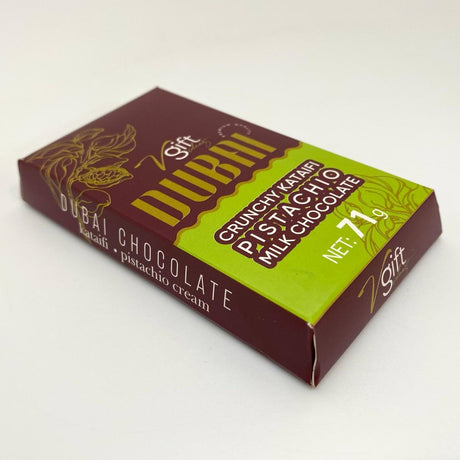 V - Gift Pistachio Praline Dubai Chocolate Bar – Crispy & Nutty Delight 71gr - TryAladdin