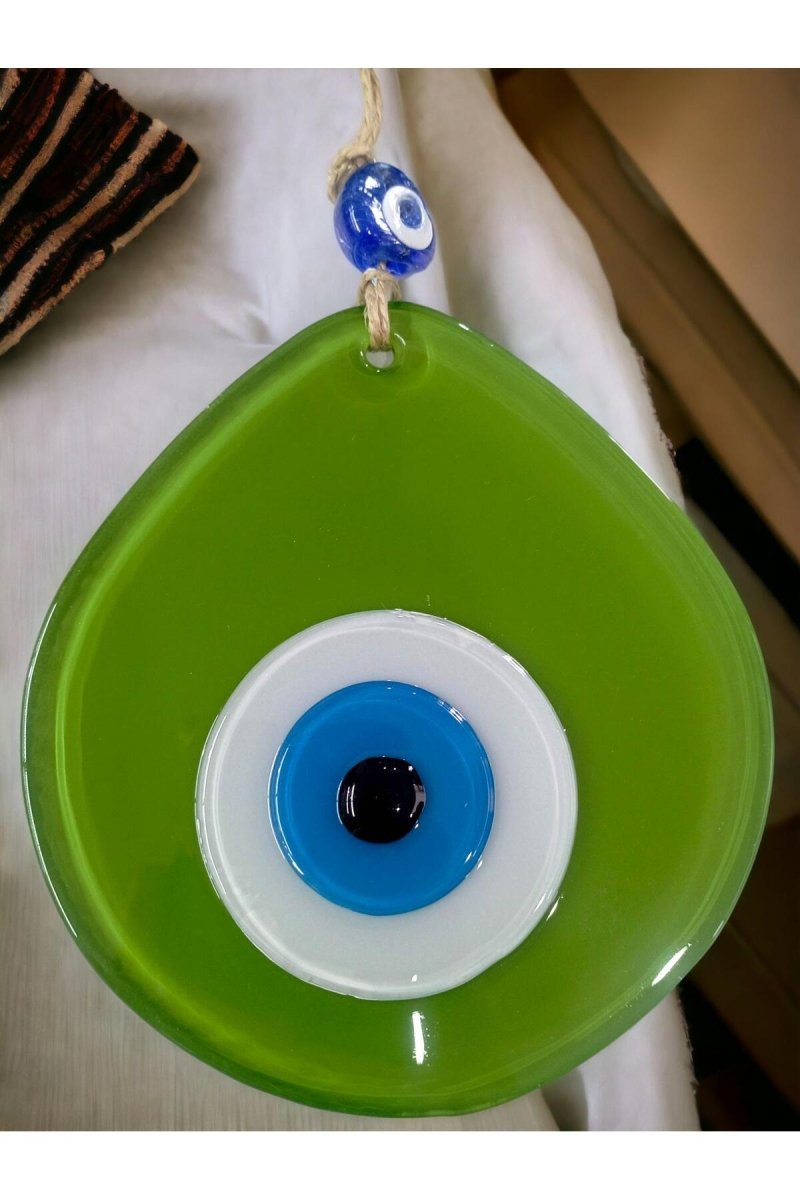 Blue Nazar Beaded Grass Green Color Nazar Beaded Drop Pattern - TryAladdin