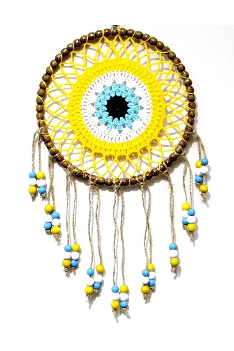 Handmade Wall Ornament With Yellow Motif Colored Beads - TryAladdin