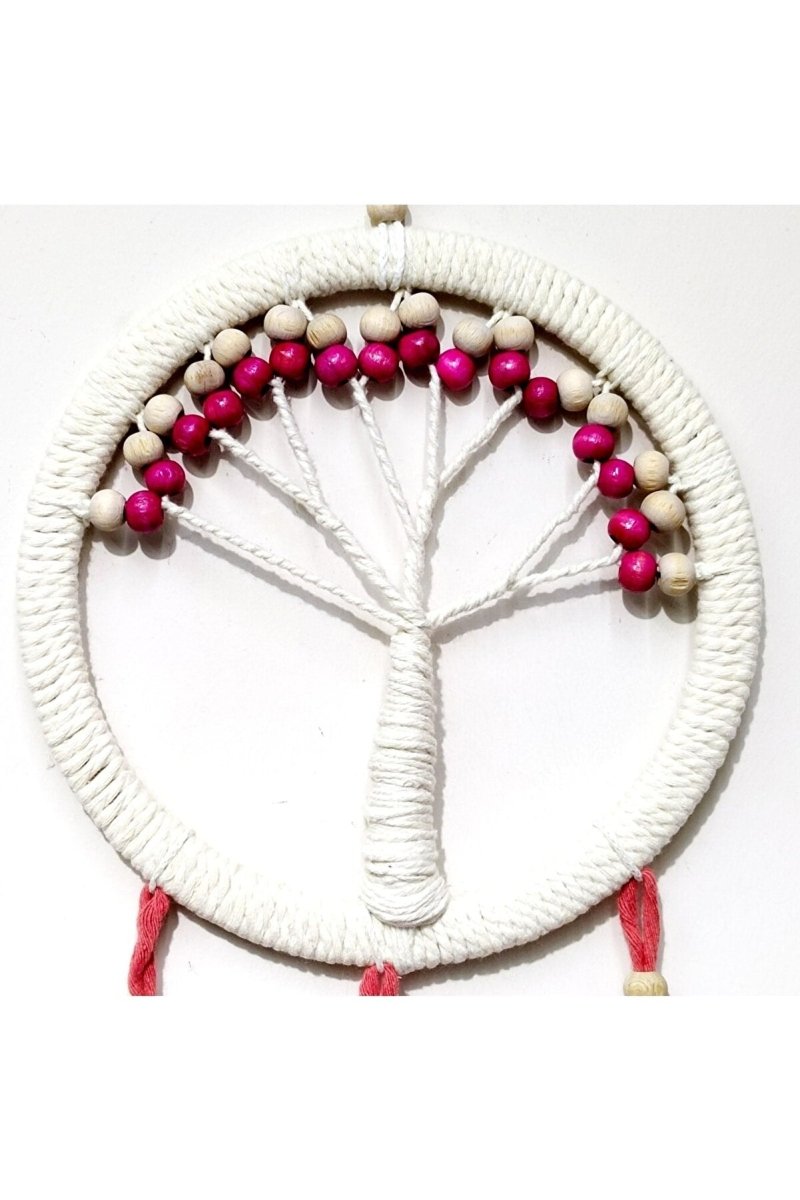 Pomegranate Blossom Color Leafed Tree of Life Macrame Wall Ornament - TryAladdin