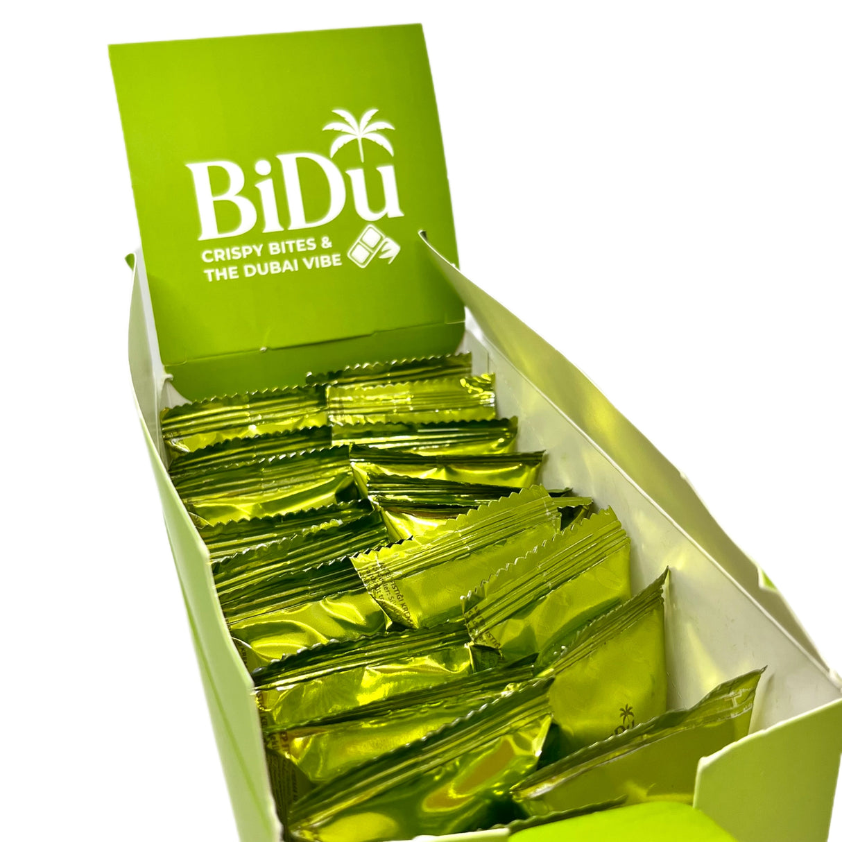 BiDu Premium Dubai-stil Mælkechokolade med Pistacie & Revet Hvede - 17g