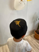 Hard Embroidered Children's Prayer Cap with Ottoman Tugra Design