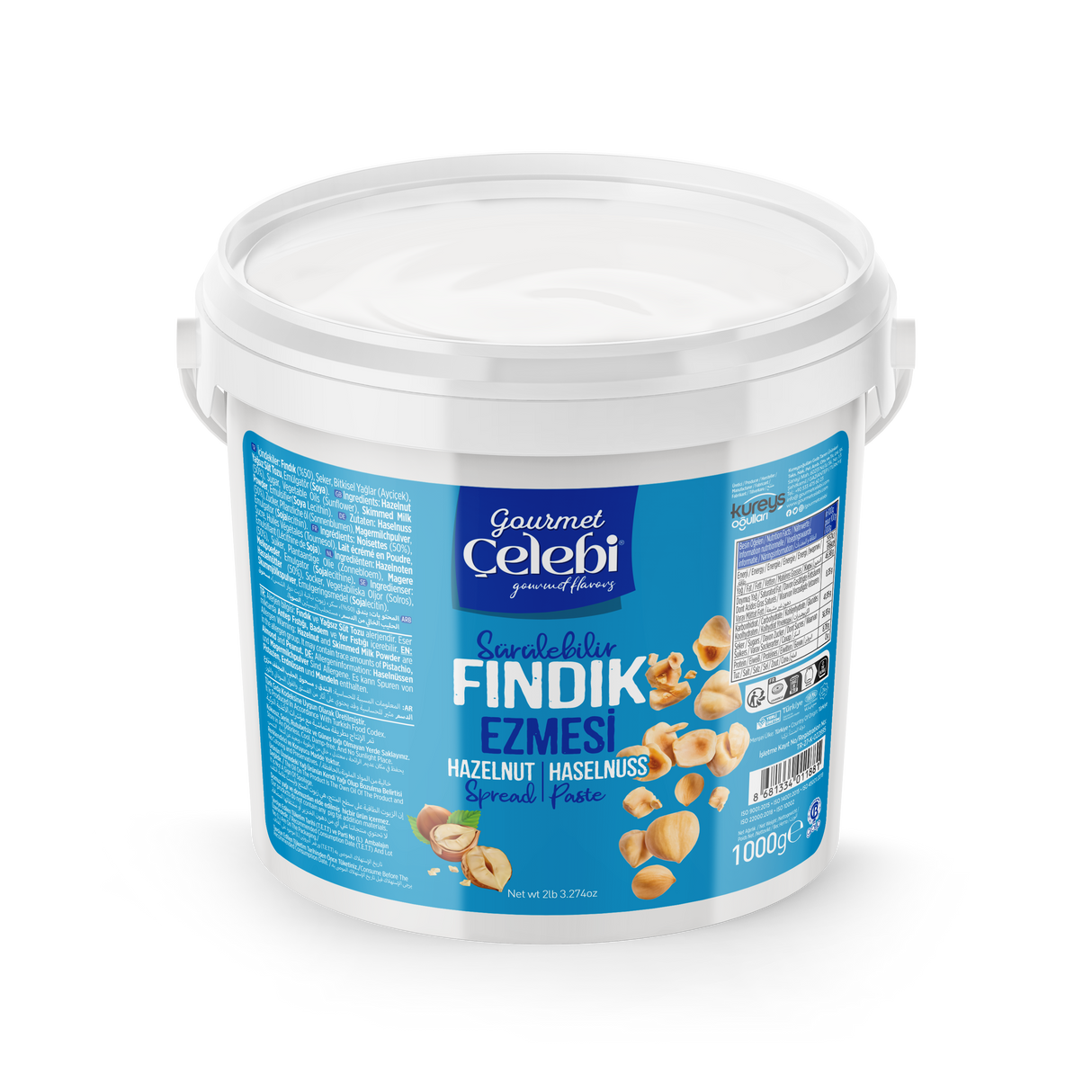 Celebiogullari Professional Hazelnut Spread (50% Hazelnut) - 500g, 1kg & 5kg Buckets