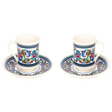 Acar | Turkish Coffee Set of Two + Coffee Pot - Porcelain - Topkapi - White - TryAladdin