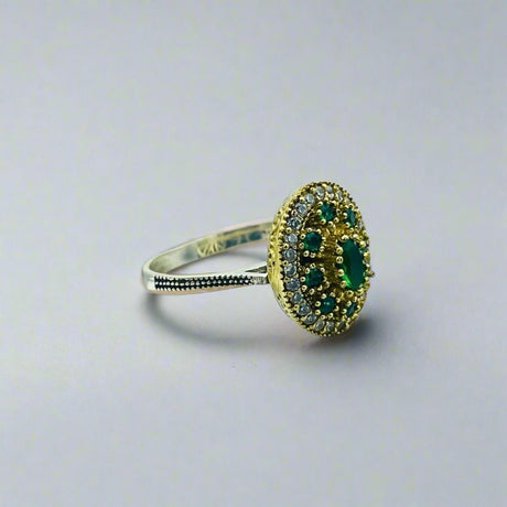 Istanbul Jewelry | Emerald Ottoman Style Handmade Silver Ring - TryAladdin