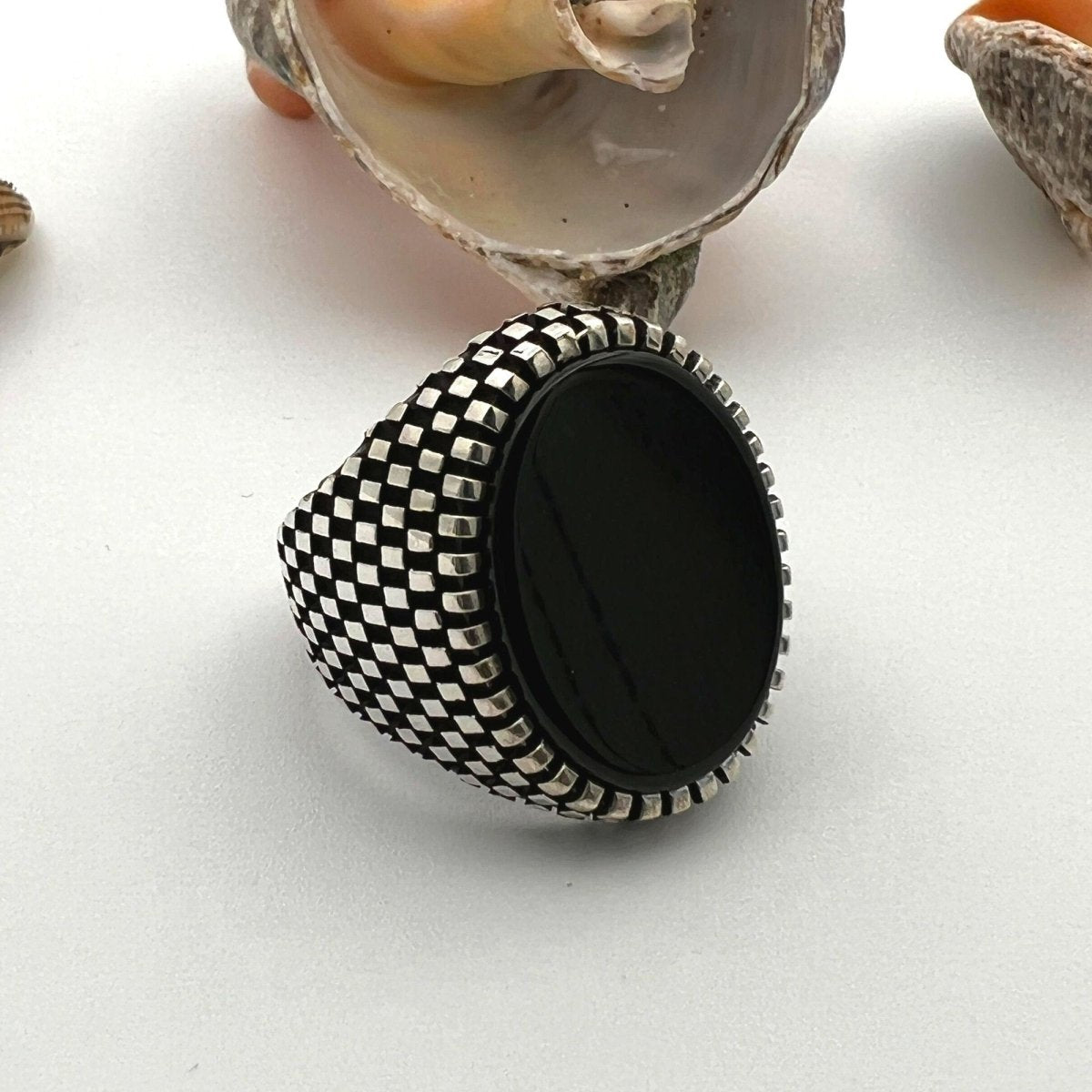 Black Onyx Men's Silver Ring - TryAladdin