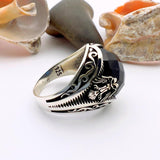 Blue Sapphire Double Headed Eagle Men's Ring - TryAladdin