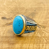 Blue Turquoise Silver Ring for Men - TryAladdin