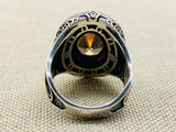 Champagne Citrine Men's Silver Ring - TryAladdin