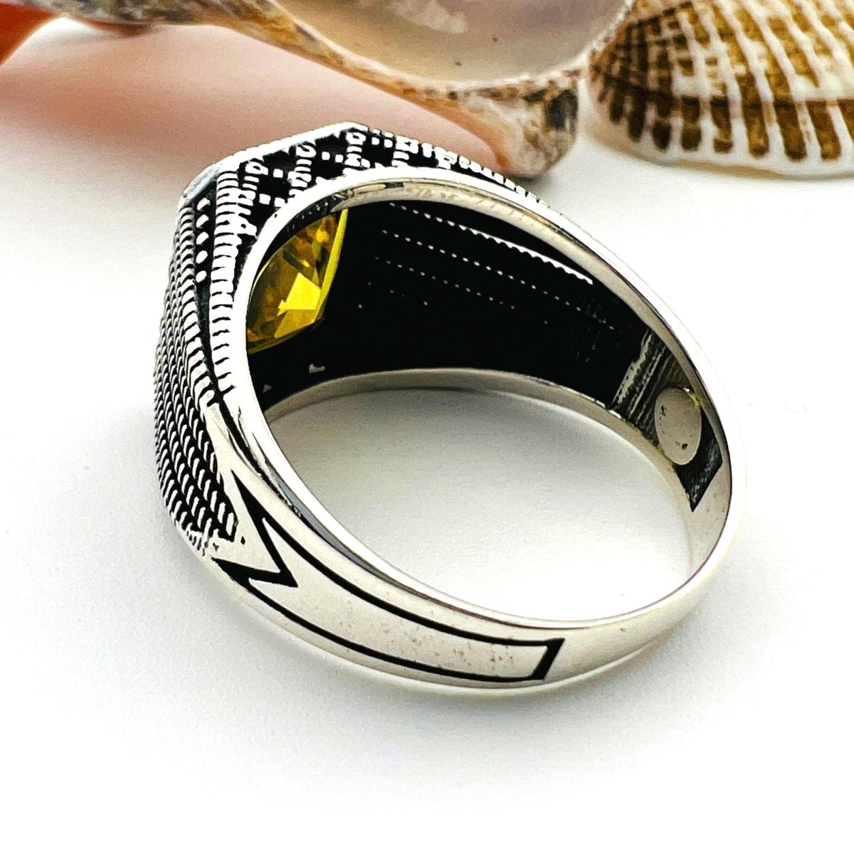 Citrine Silver Men's Ring - TryAladdin