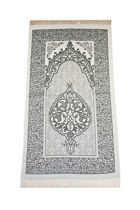 Cylender Boxed Prayer Rug and Pearl Tasbih Gift Set, Black Color - TryAladdin