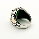 Green Emerald Men's Silver Ring - TryAladdin