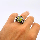 Green Peridot Silver Ring - TryAladdin