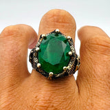 Green Tourmaline Oval Stone Men's Ring - TryAladdin