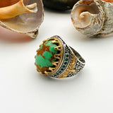 Green Turquoise Oval Stone Men's Ring - TryAladdin