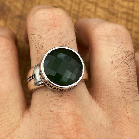 Handmade Minimalist Oval Green Zircon Silver Ring - TryAladdin