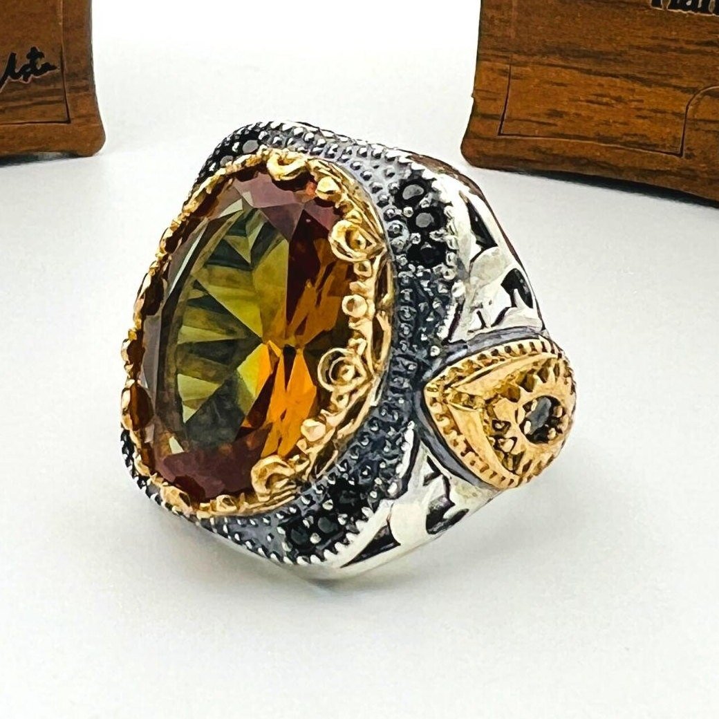 Men's Alexandrite Colormix Stone Silver Ring - TryAladdin