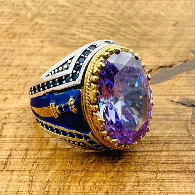 Men’s Amethyst Oval Ring - TryAladdin