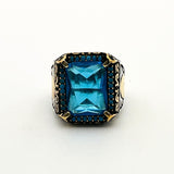 Men's Aquamarine Silver Ring - TryAladdin