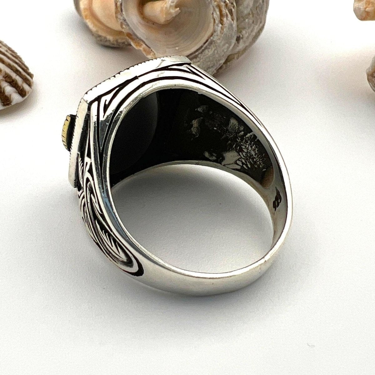 Men's Black Onyx Silver Ring - TryAladdin