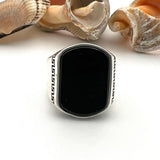 Men's Black Onyx Silver Ring - TryAladdin