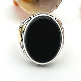 Men's Black Onyx Silver Ring - TryAladdin