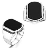 Men's Black Onyx Silver Ring - TryAladdin