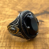 Men's Black Onyx Silver Ring - TryAladdin