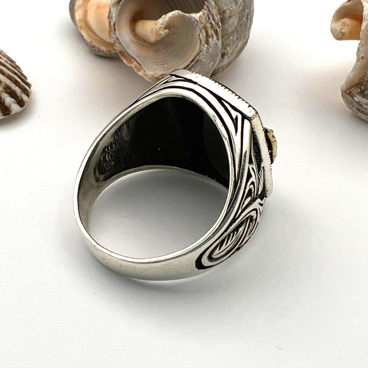 Men's Black Onyx Silver Ring - TryAladdin