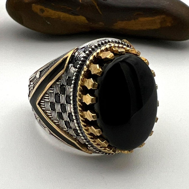 Men's Black Onyx Stone Ring - TryAladdin