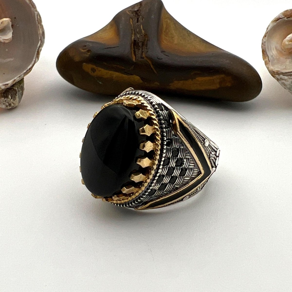 Men's Black Vintage Onyx Silver Ring - TryAladdin