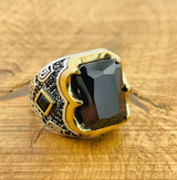 Men's Black Zircon Silver Ring - TryAladdin