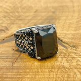 Men's Black Zircon Silver Ring - TryAladdin