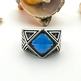 Men's Blue Sapphire Stone 925 Sterling Silver Ring - TryAladdin