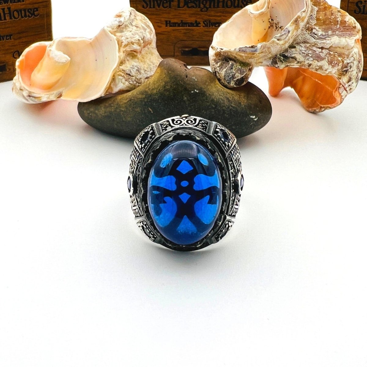 Men's Blue Topaz Sapphire Ring - TryAladdin