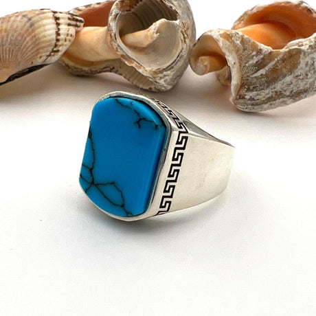 Men's Blue Turquoise Stone Ring - TryAladdin