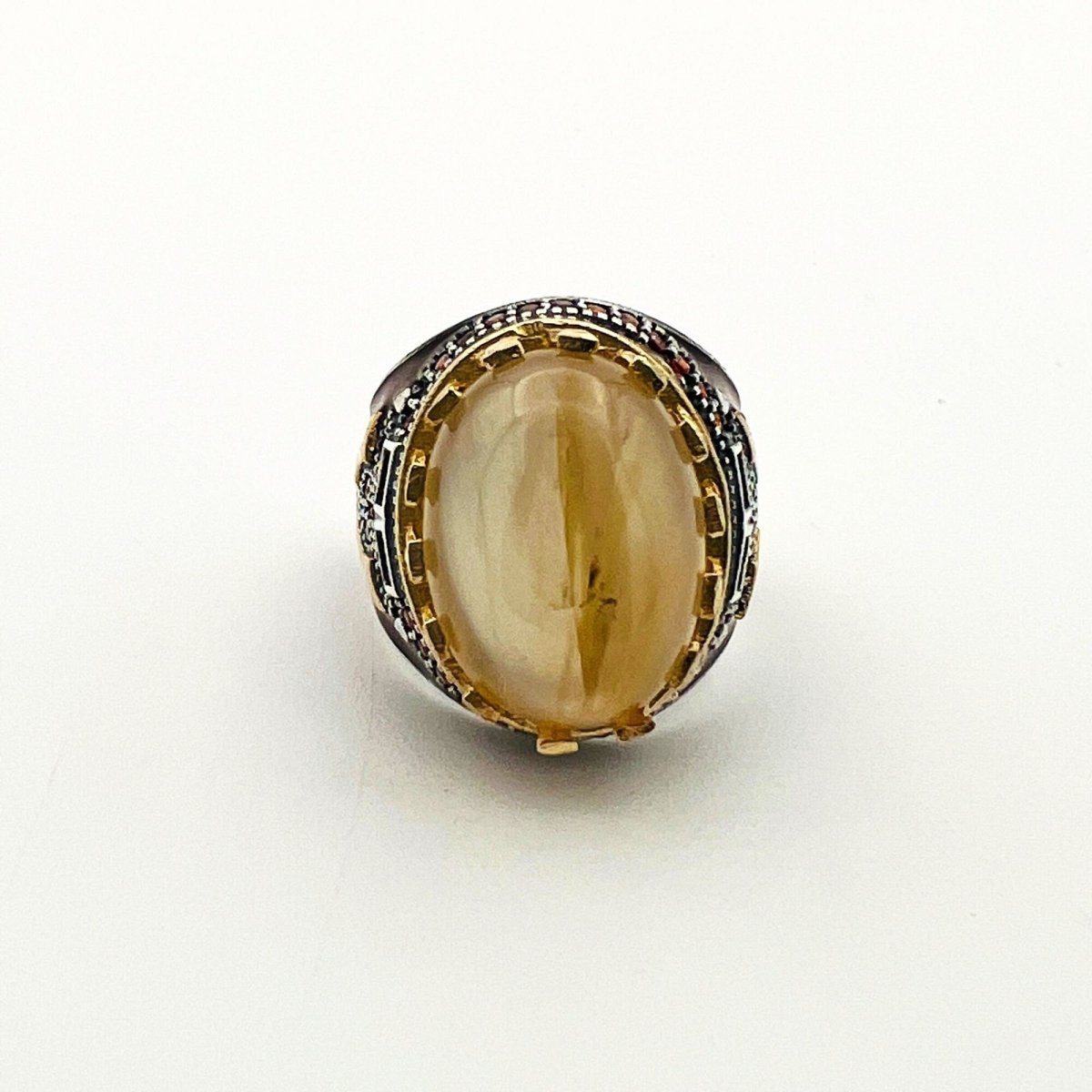 Men's Brown Agate Silver Ring - TryAladdin