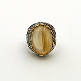 Men's Brown Agate Silver Ring - TryAladdin