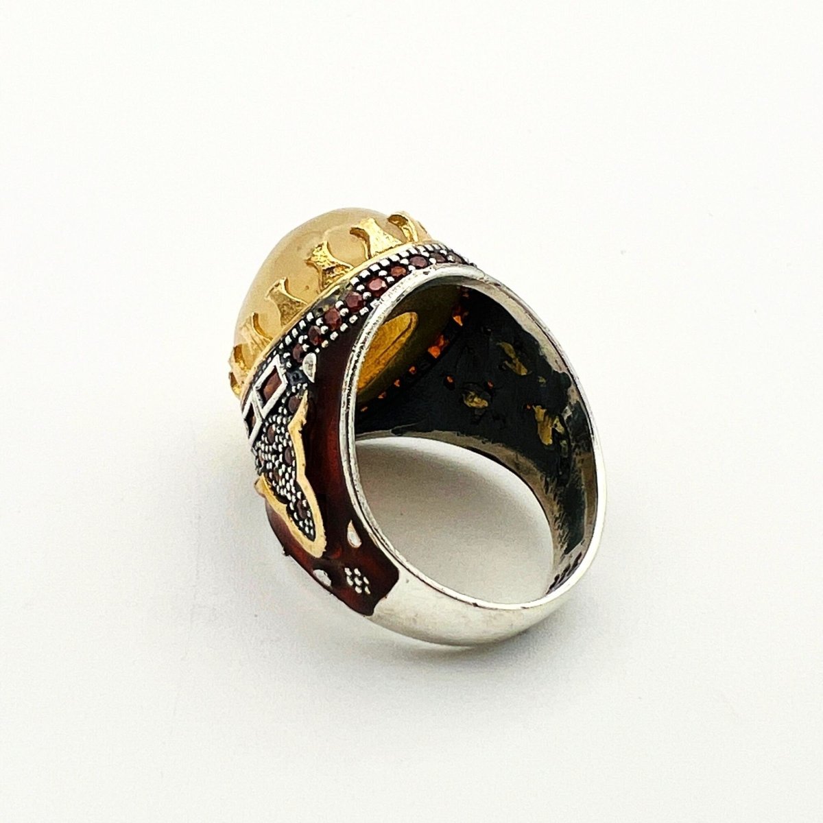 Men's Brown Agate Silver Ring - TryAladdin