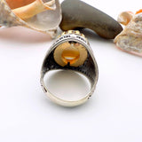 Men's Brown Agate Stone Silver Ring - TryAladdin