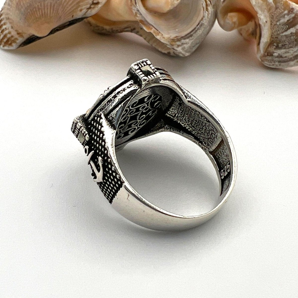 Men's Brown Agate Stone Silver Ring - TryAladdin