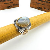 Men's Brown Topaz Agate Stone Silver Ring - TryAladdin