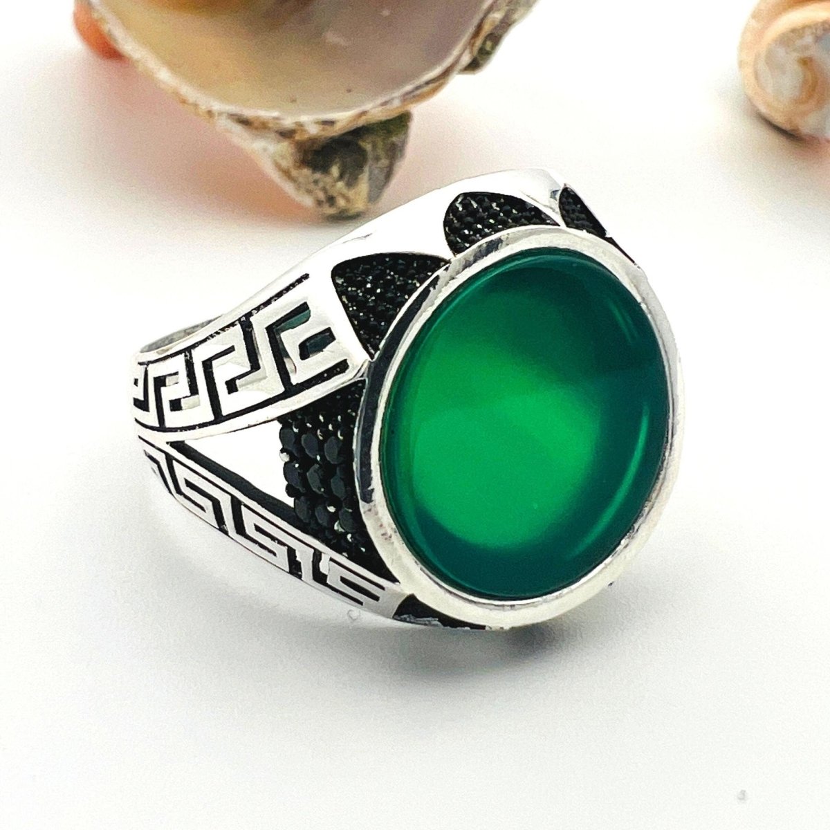 Men's Green Agate Stone Ring - TryAladdin