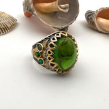 Men's Green Agate Stone Silver Ring - TryAladdin