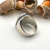 Men's Green Agate Stone Silver Ring - TryAladdin