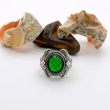 Men's Green Emerald Silver Ring - TryAladdin