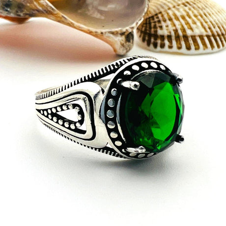 Men's Green Emerald Stone Ring - TryAladdin