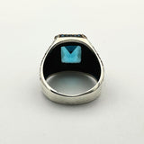 Men's Handmade Blue Aquamarine Stone Silver Ring - TryAladdin