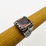 Men's Handmade Ruby Stone Silver Ring - TryAladdin