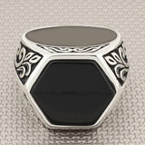 Men's Hexagon Model Authentic Handmade 925 Sterling Silver Ring - TryAladdin